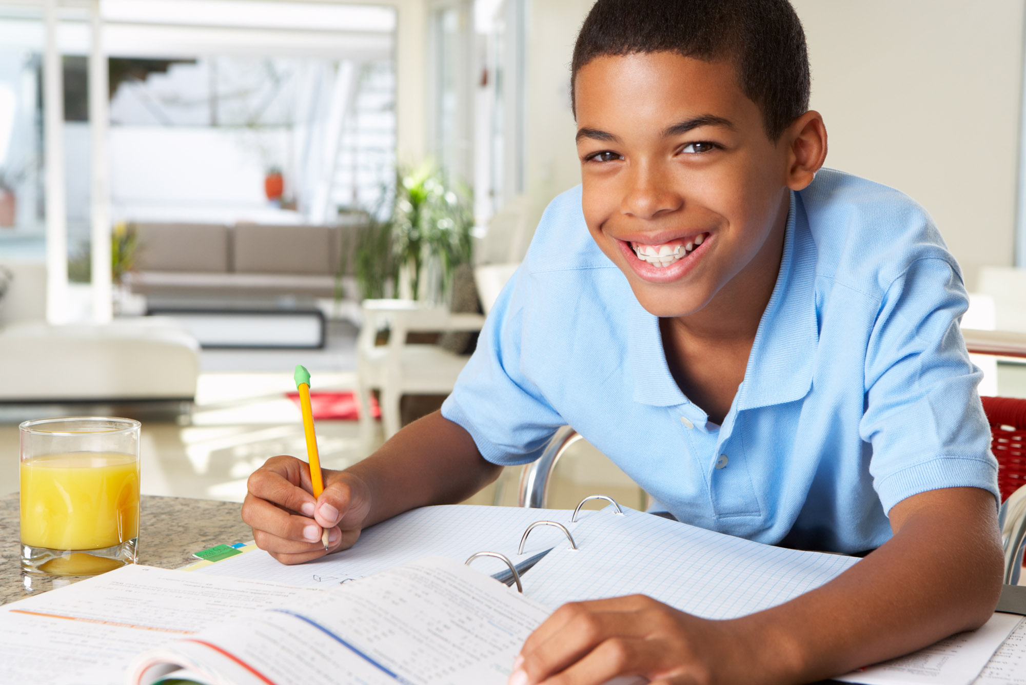 Learner doing homework at home